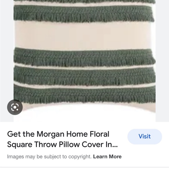 Morgan Home square fringe pillow cover in sage - Picture 4 of 10